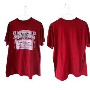 Budweiser Beer Red T-Shirt Size‎ Large Men